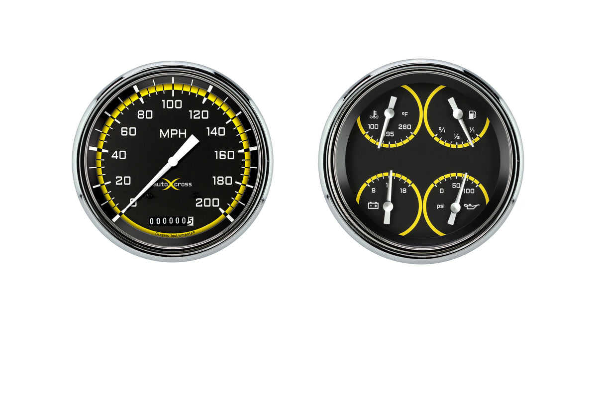 Classic Instruments 1947-53 AutoCross Yellow Chevy Truck - Speed/Qud-LS - CT47AXY52-LS
