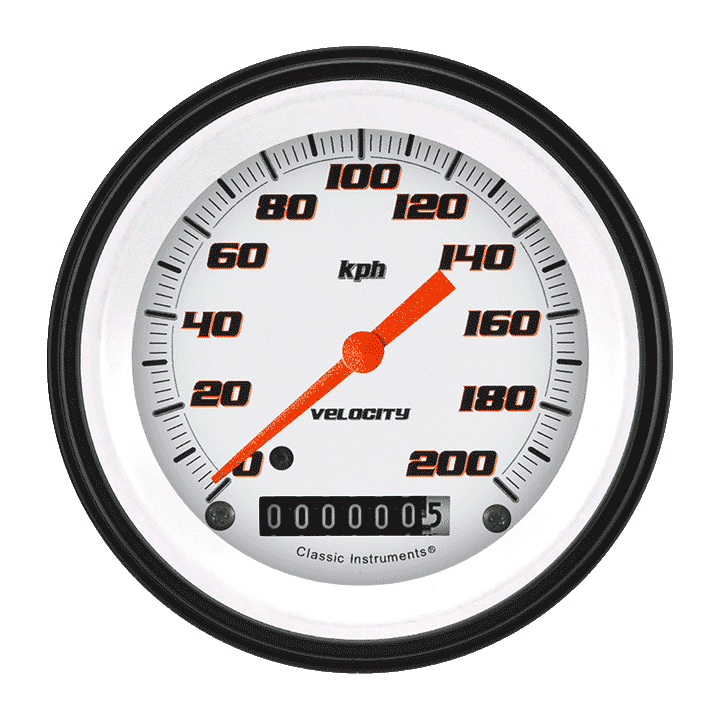 Classic Instruments Velocity White 3-3/8" Speedometer Gauge - VS59WBLF