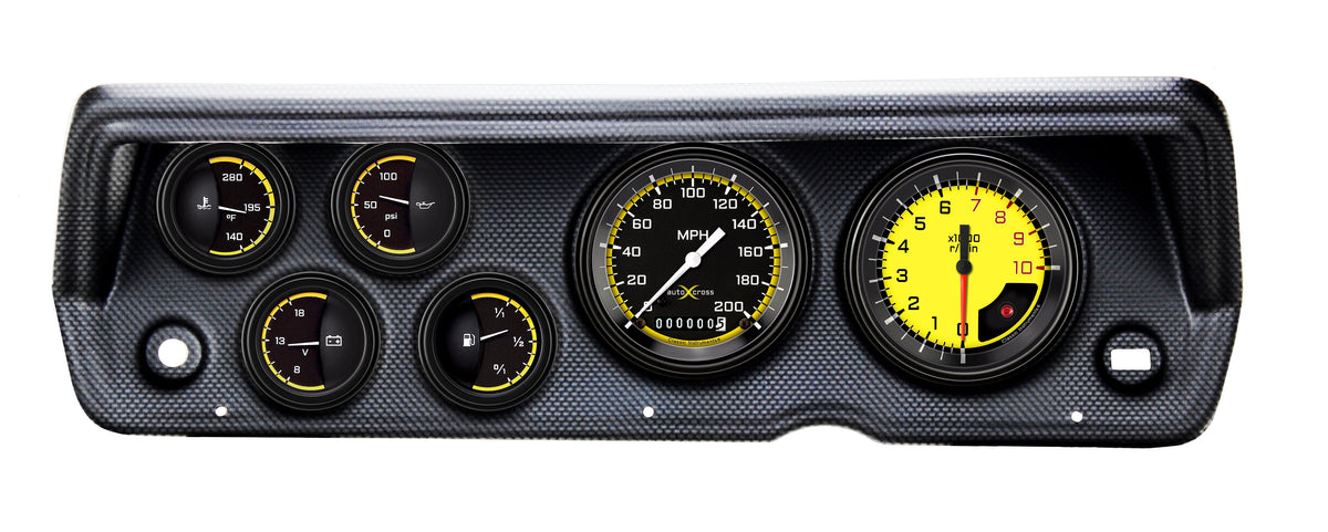 Classic Instruments 1970-76 Duster AutoCross Yellow Six Gauge Set Mopar - CDDU70AXY01CF