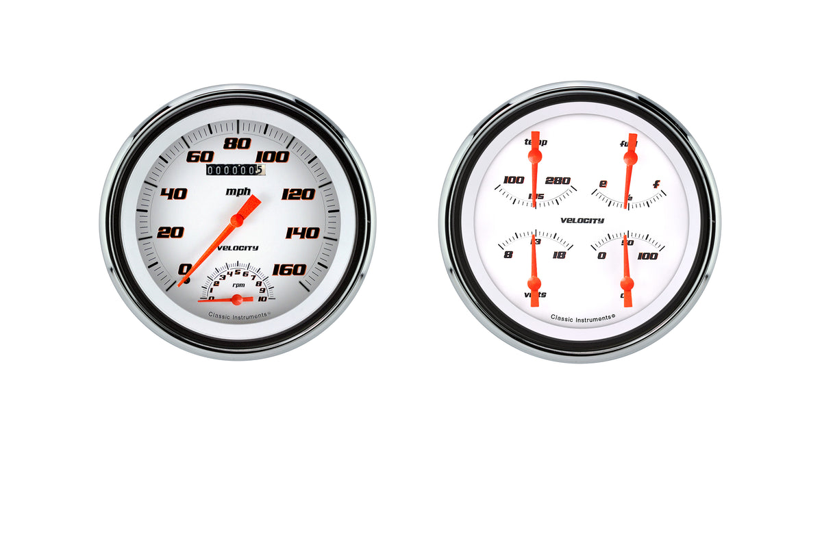 Classic Instruments 1947-53 Velocity White Chevy Truck - Speedtachular/Quad-LS - CT47VSW62-LS