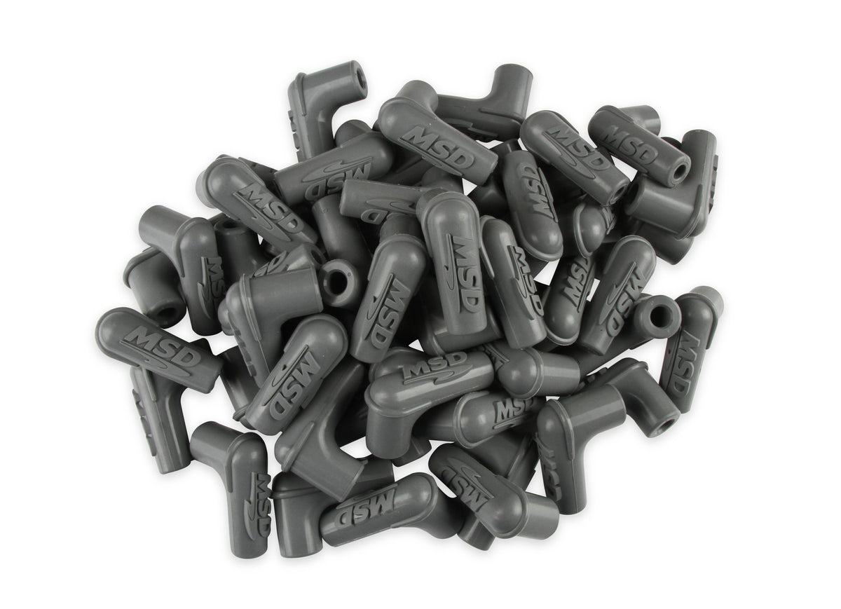 MSD Boots, 90 Degree Logo Spark Plug, Gray Silicone 50EA - 34514