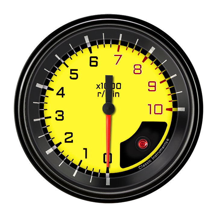 Classic Instruments AutoCross Yellow 3-3/8" Tachometer Gauge - AX10YBLF
