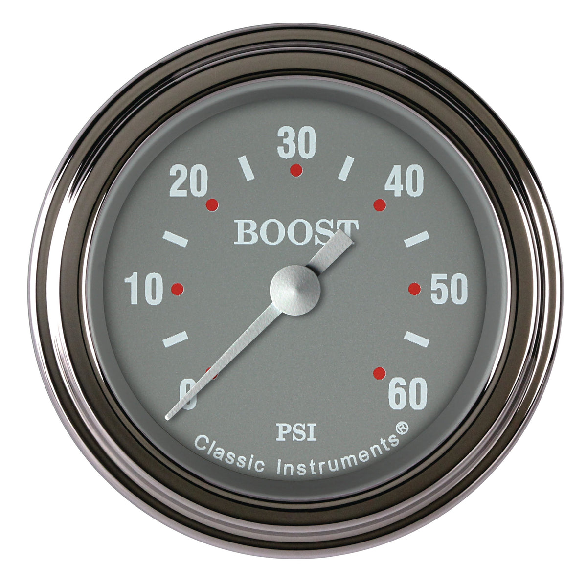 Classic Instruments Silver Gray 2-1/8" Boost Gauge (60 PSI) - SG143SLF