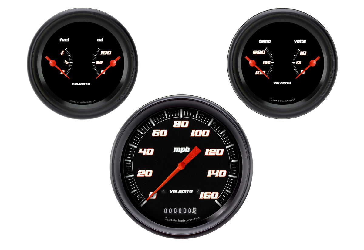 Classic Instruments Velocity Black 5" Speedometer W/ 2 Dual Gauges GM - VS64BBPF