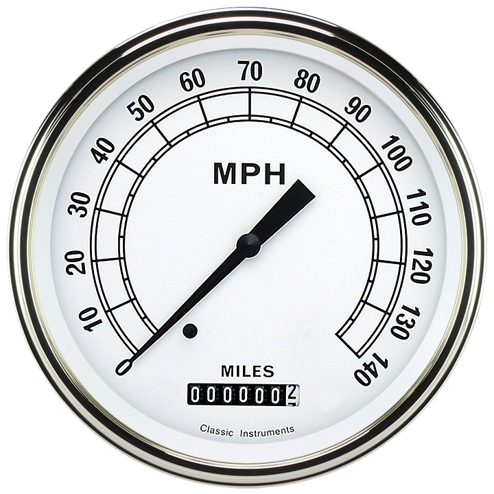 Classic Instruments Classic White 5" Speedometer Gauge (140 MPH) - CW56SLC