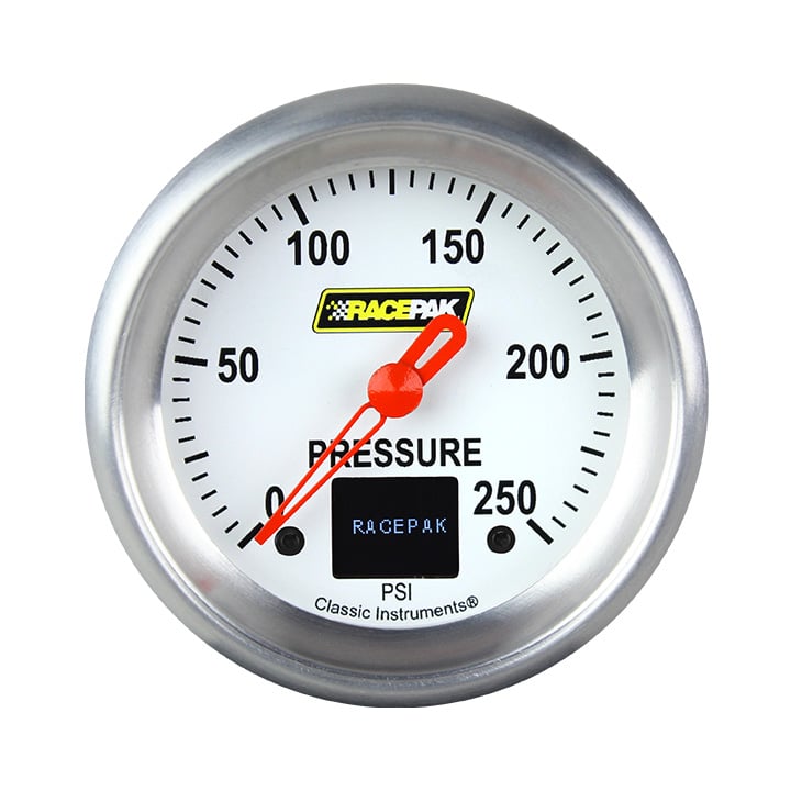Classic Instruments Racepak 2-5/8" General Press White (250 PSI) - 250-CI-319WA