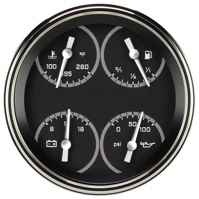 Classic Instruments AutoCross Gray 5" Quad Gauge (240-33 Ohm) - AX75GSLF