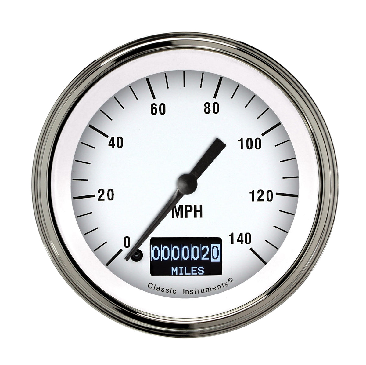 Classic Instruments White Hot 3-3/8" Speedometer Gauge with Information Screen - WH55DSLF