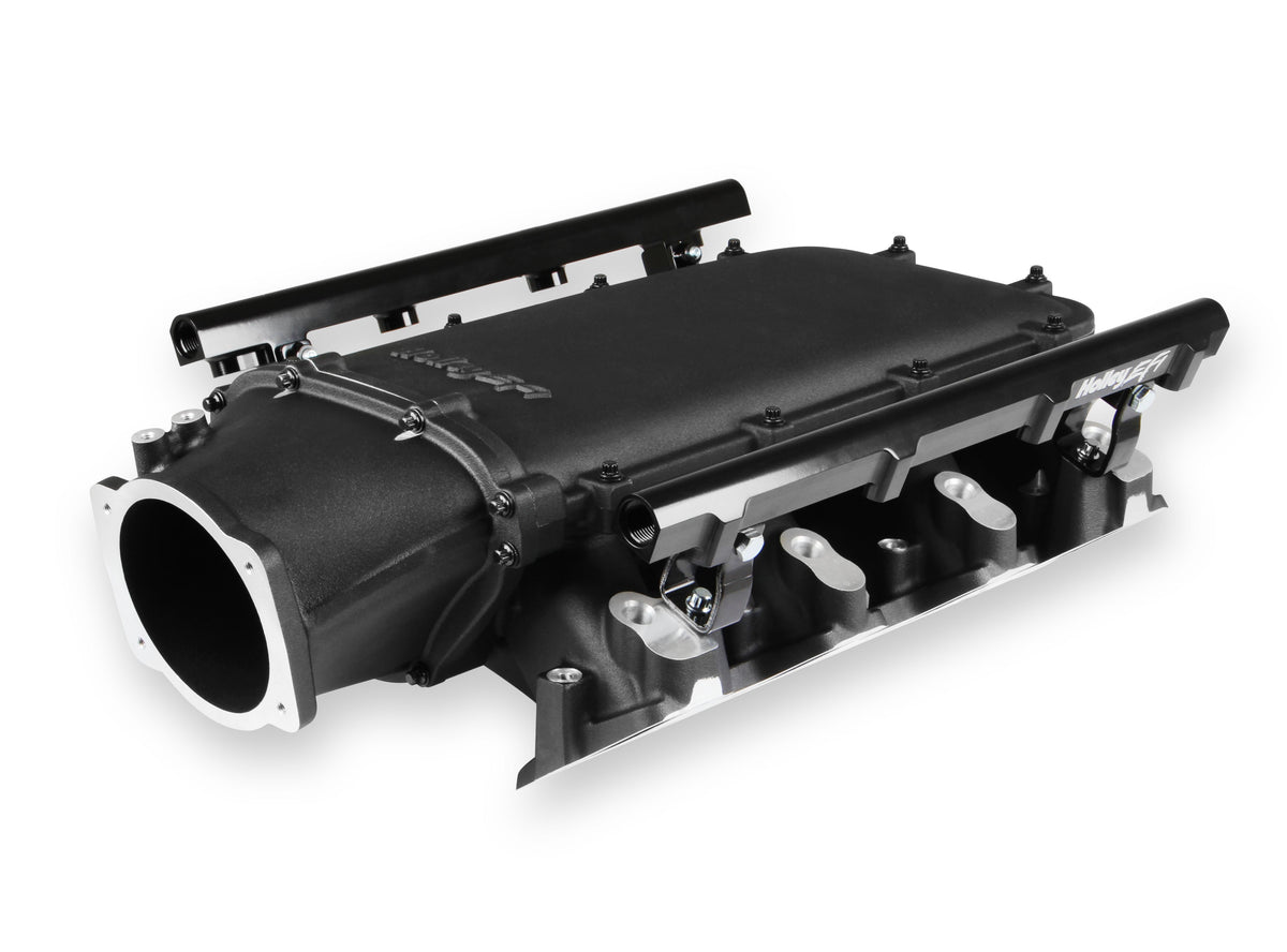Holley EFI Holley Ultra Lo-Ram Manifold Kit Single Injector- Black - GM LS3/L92 - 300-680BK