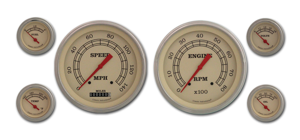 Classic Instruments Vintage 5" Speedo/Tach With 2-1/8" Fuel/Temp/Volt/Oil GM - VT51SLC