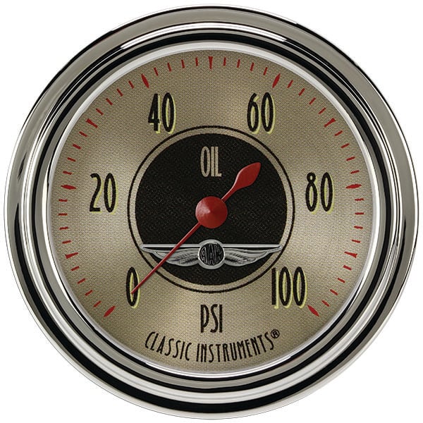 Classic Instruments All American Nickel 2-5/8" Oil Pressure Gauge - AN381SLC