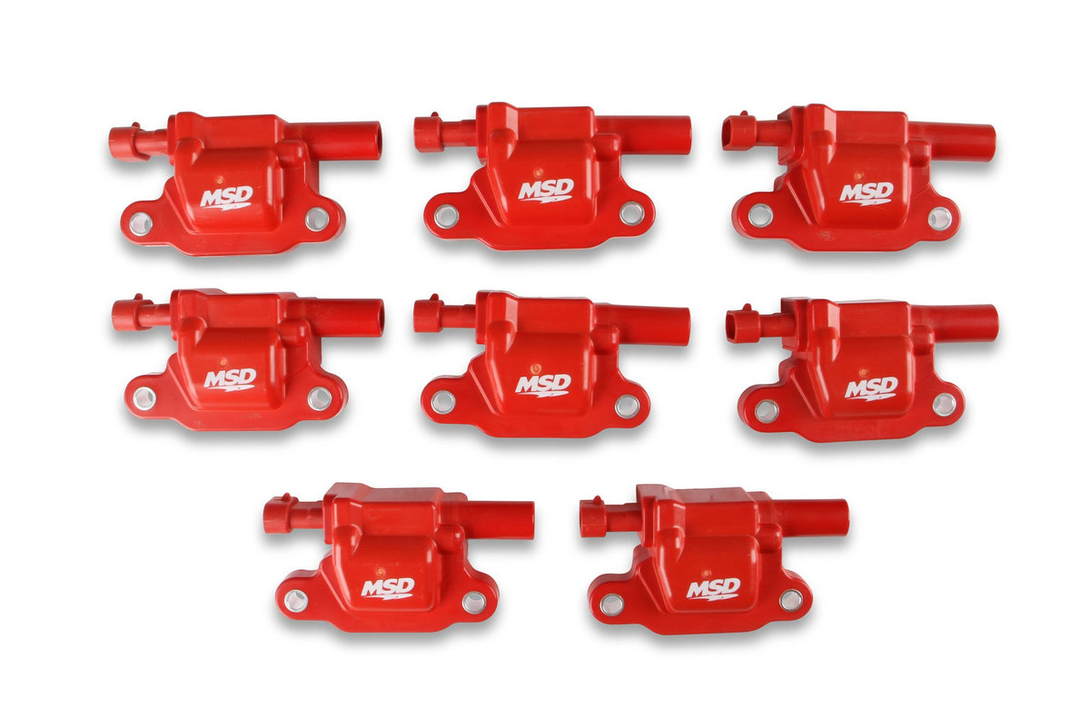 MSD Ignition Coil - Blaster Series - LS2/LS3/LS4/LS7/LS9 Engines - Red - 8-Pack - 82658