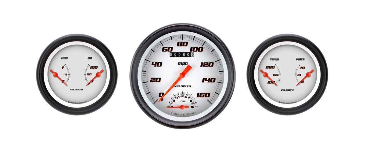 Classic Instruments Velocity White 5" SpeedTach with Two 3" Dual Gauges GM - VS61WBPF