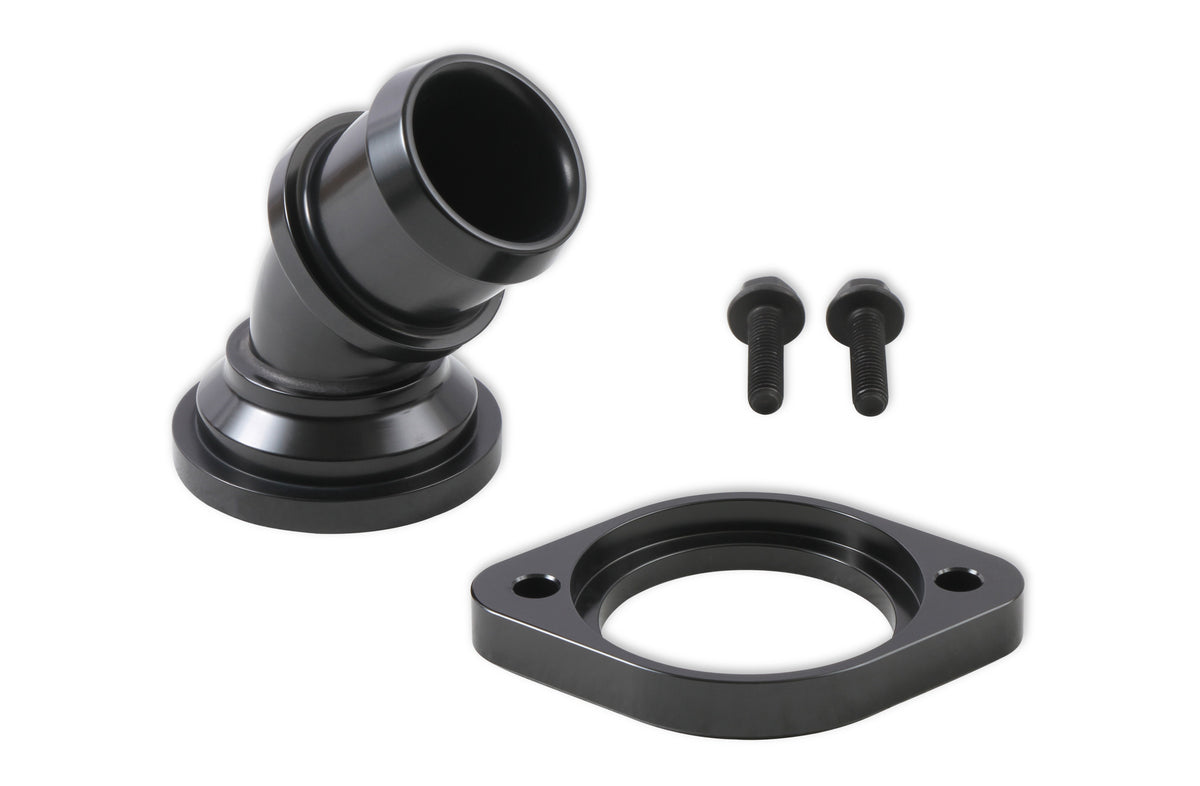 Holley Water Neck - Swivel 45 Degree Angle - Black - 97-343
