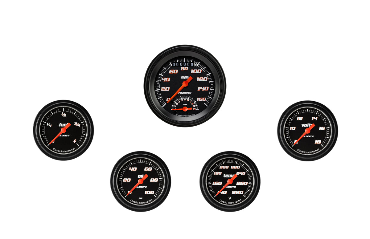 Classic Instruments Velocity Black Five Gauge Set - VS335BBLF