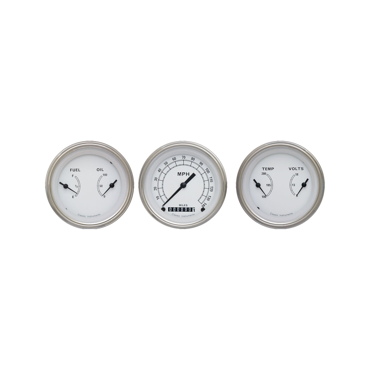 Classic Instruments Classic White Three Gauge Set - CW04SLF