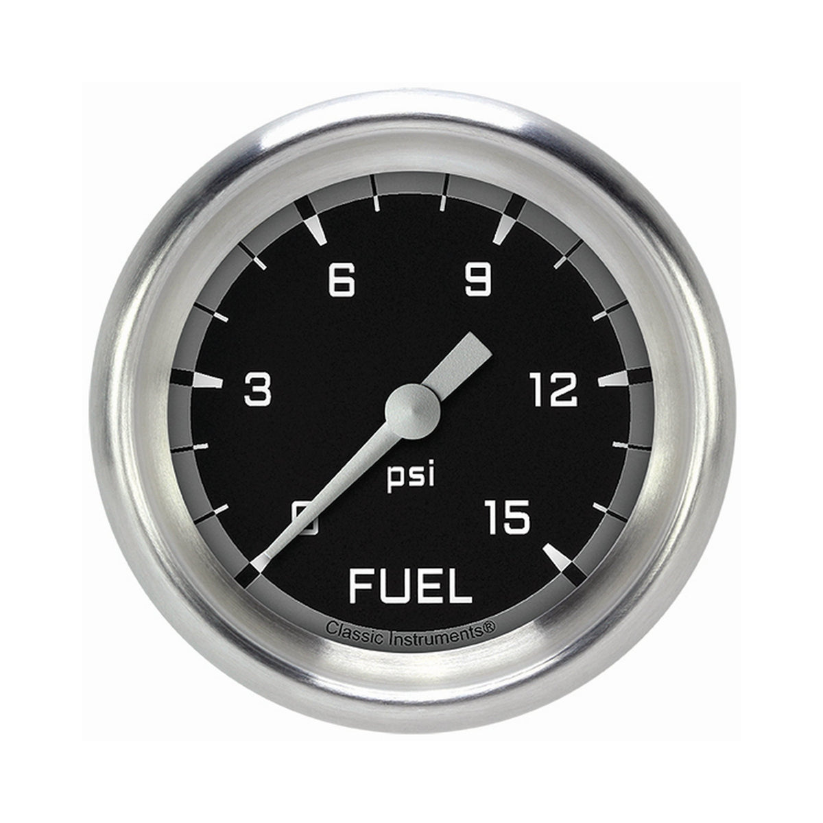 Classic Instruments Autocross Gray 2-5/8" Fuel Pressure Gauge (15 PSI) - AX345GAPF