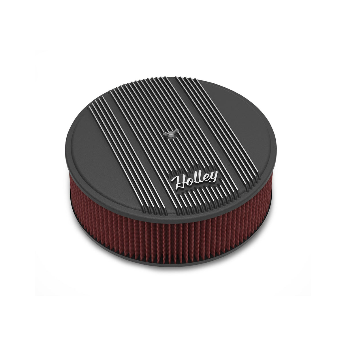 Holley Finned Vintage Style Air Cleaner - 14" Diameter x 4" Tall - Round - 120-157