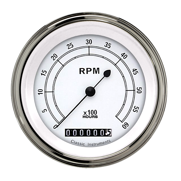 Classic Instruments Classic White 3-3/8" Tachometer Gauge - CW60HSLF