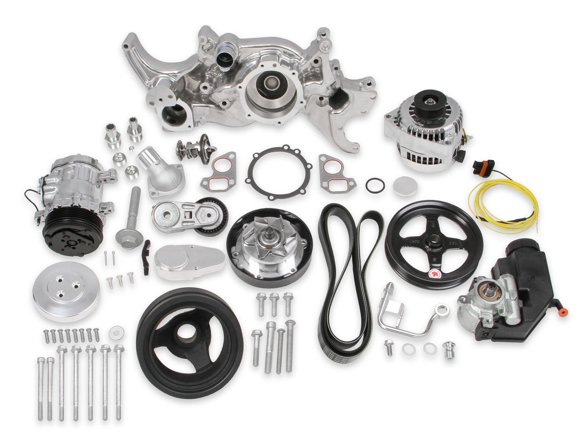 Holley Polished Mid-Mount Complete Accessory System - 20-185P