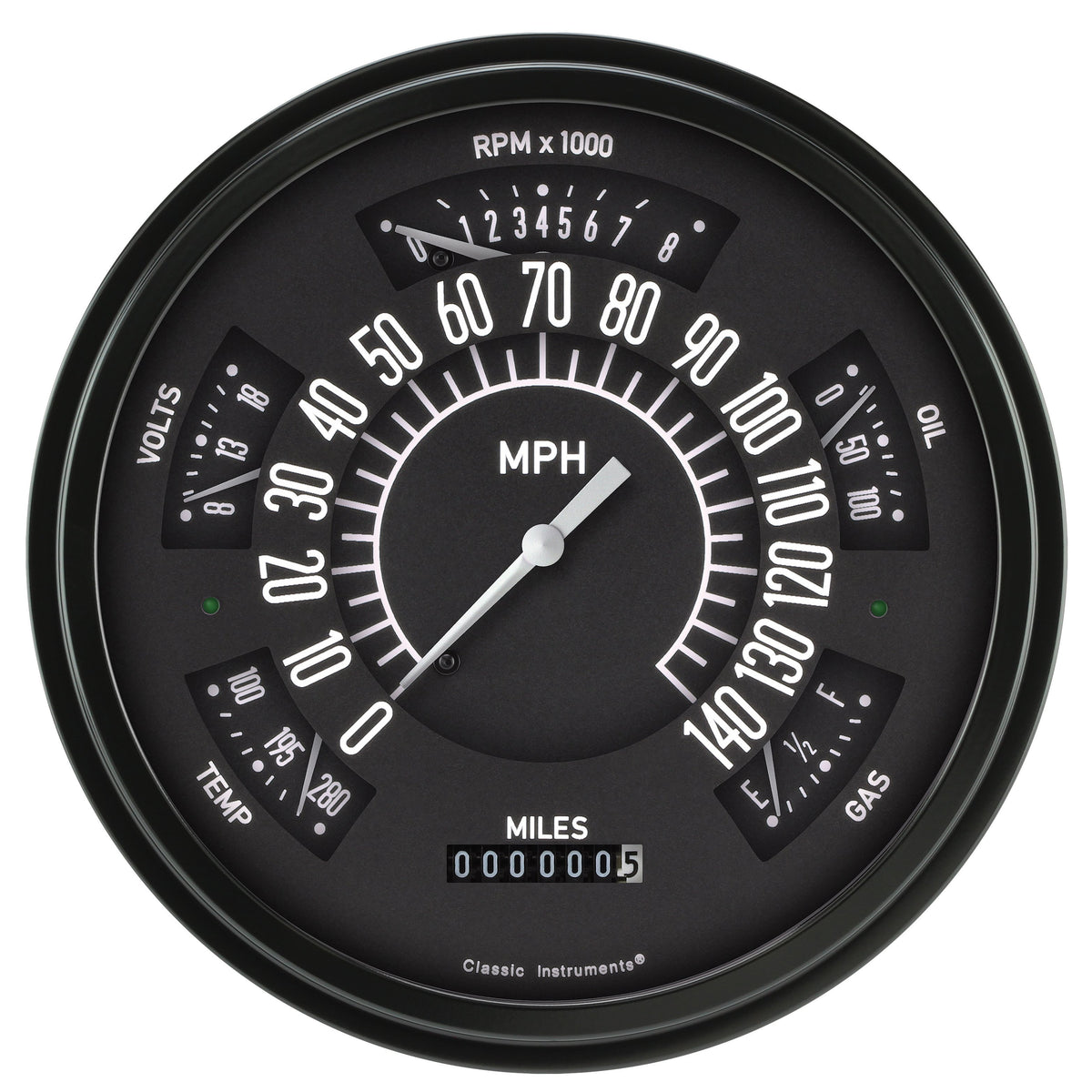 Classic Instruments Six Pack Black / Black Bezel-GM - SX01BBLF