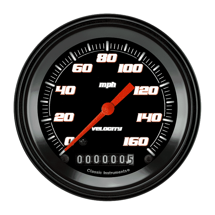 Classic Instruments Velocity Black 3-3/8" Speedometer Gauge - VS55BBLF