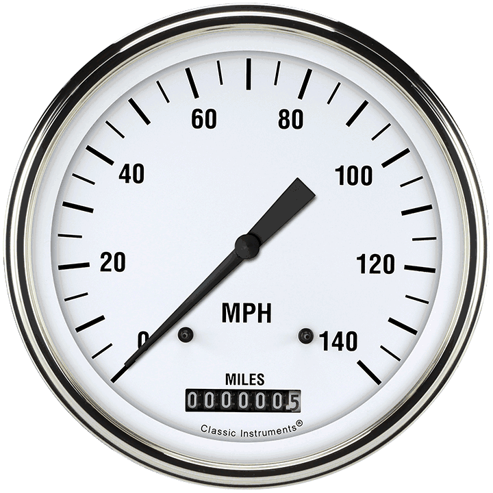 Classic Instruments White Hot 5" Speedometer Gauge (140 MPH) - WH56SLC