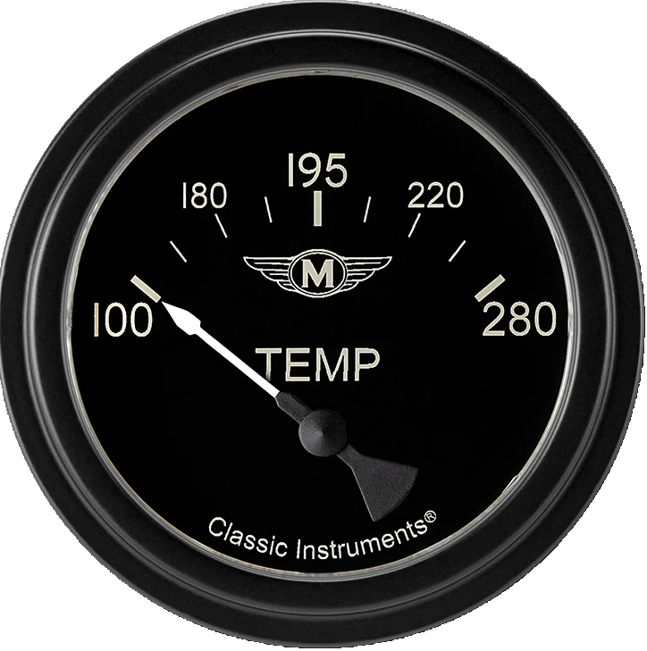 Classic Instruments Moal Bomber 2-5/8" Short Sweep Water Temperature Gauge - MA226BLF-06