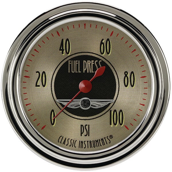 Classic Instruments All American Nickel 2-5/8" Fuel Pressure Gauge (100 PSI) - AN346SLC