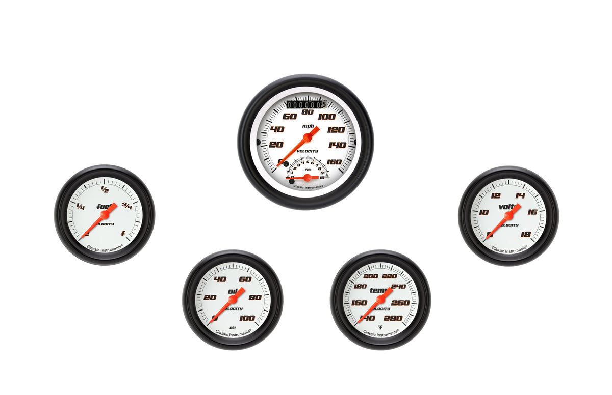 Classic Instruments Velocity White Four Gauge Set - VS335WBPF