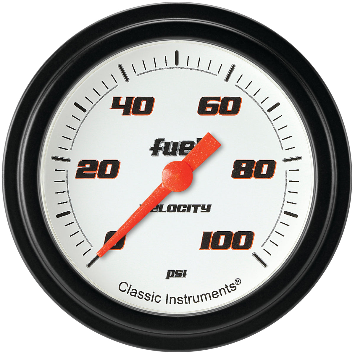 Classic Instruments Velocity White 2-5/8" Fuel Pressure Gauge (100 PSI) - VS346WBLF
