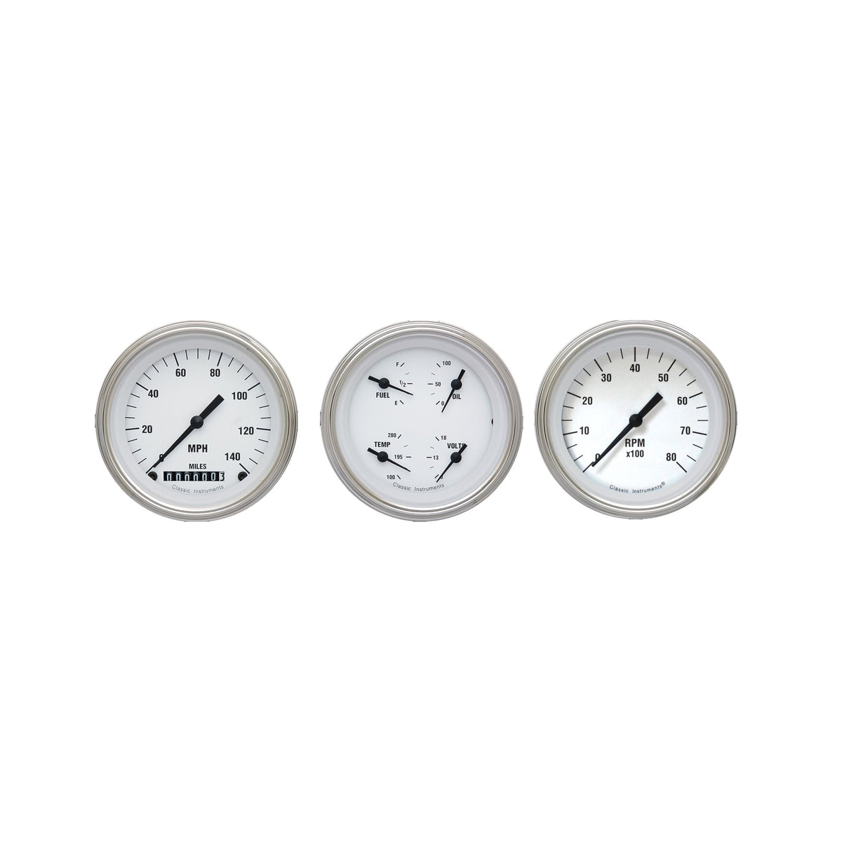 Classic Instruments White Hot 3" Speedo/Quad/Tach-GM - WH03SLC