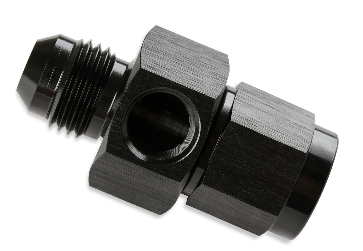 Mr. Gasket - 6 AN Male-Female Fuel Pressure Gauge Adapter w/1/8'' NPT Port-Black - 400199-BL