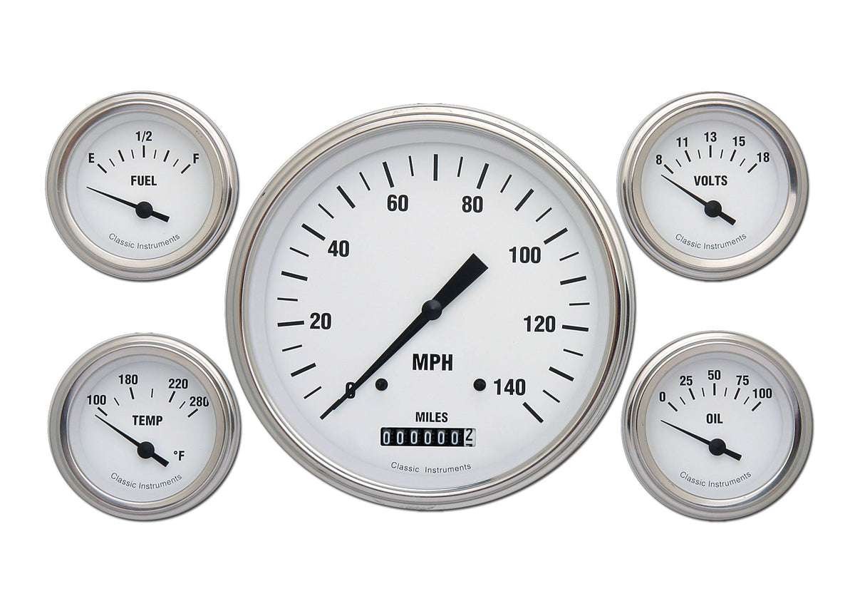 Classic Instruments White Hot Five Gauge Set - WH54SLF