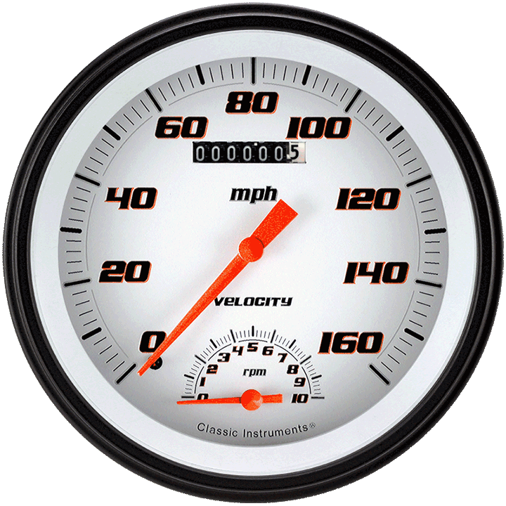 Classic Instruments Velocity White 5" Speedtachular Speedometer Gauge - VS50WBLC