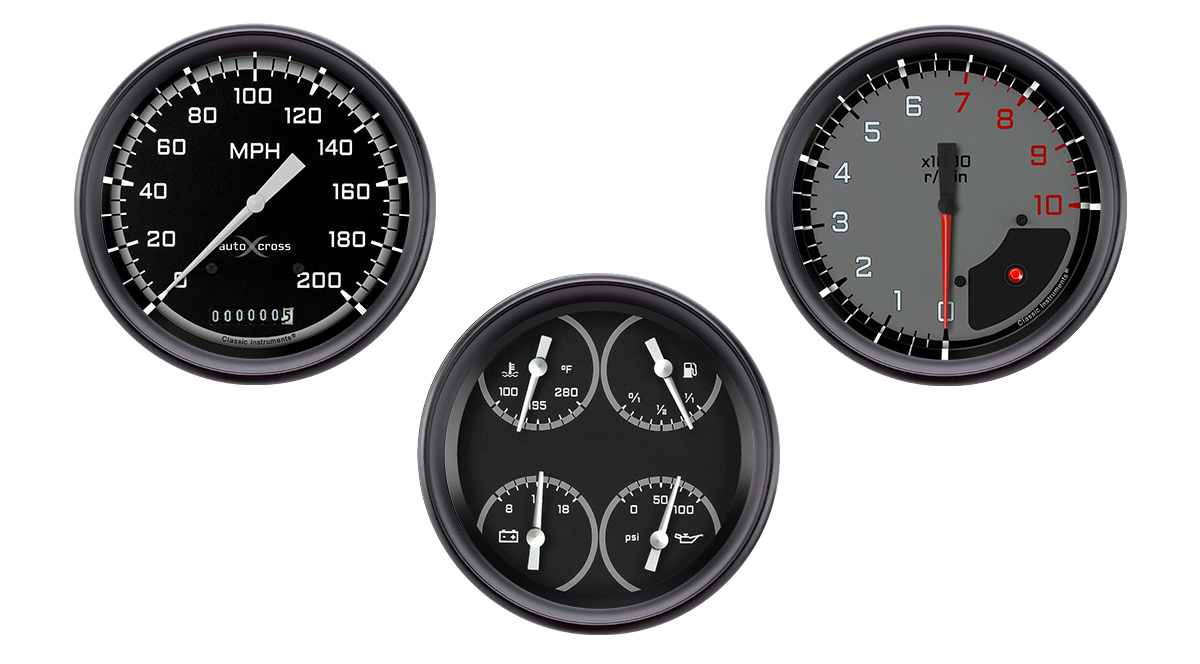 Classic Instruments AutoCross Gray Three Gauge Set - AX53GBPF