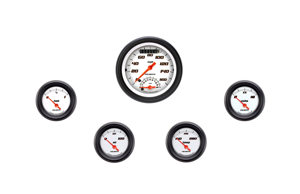 Classic Instruments Velocity White 3" Ultimate Four Small Gauge Set GM - VS35WBPF