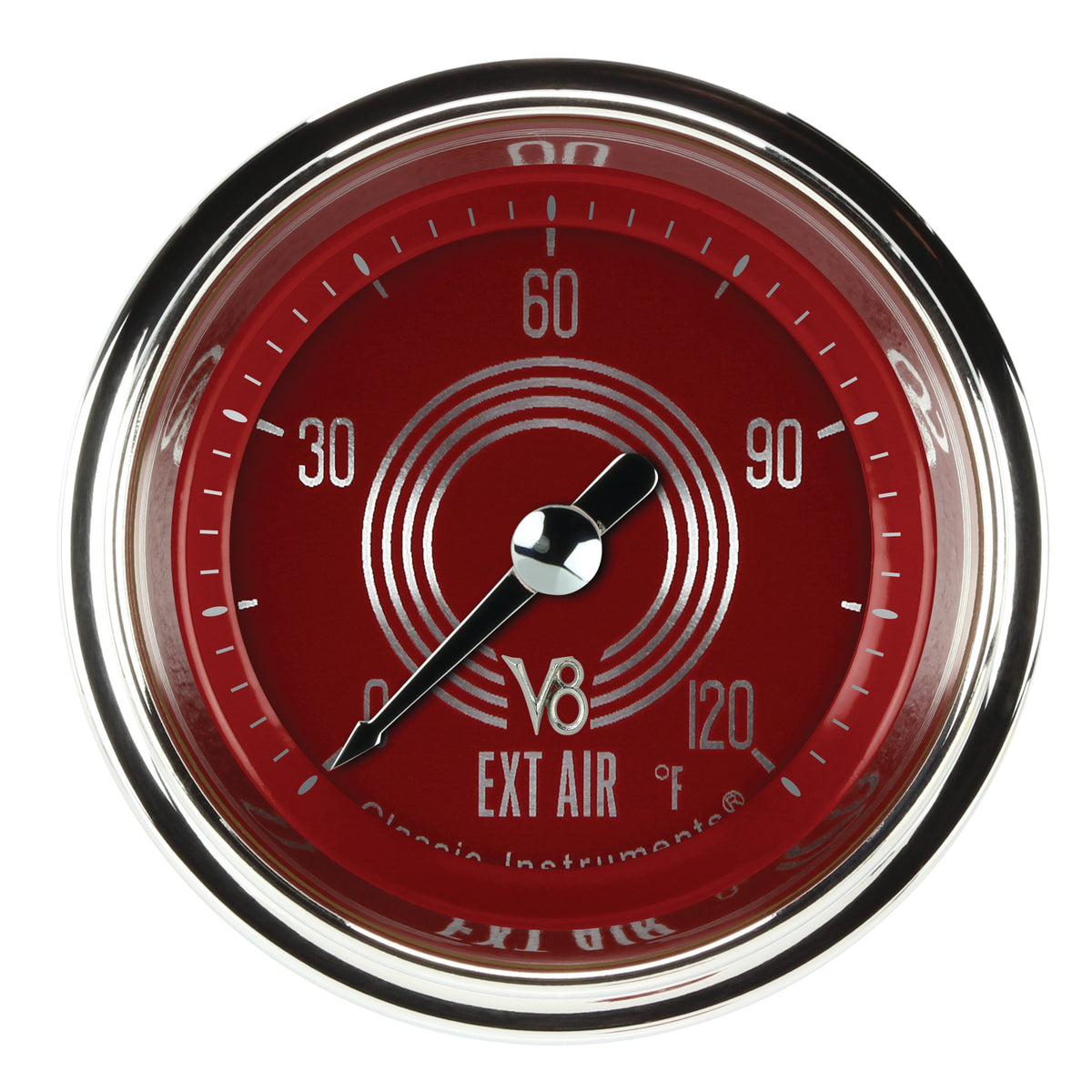 Classic Instruments V8 Red Steelie 2-1/8" Outside Air Tempature Gauge - V8RS199SHC