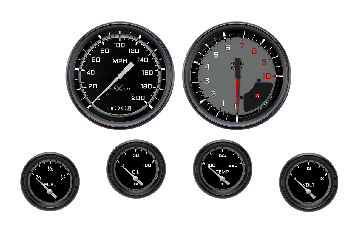 Classic Instruments AutoCross Gray Six Gauge Set - AX251GBPF