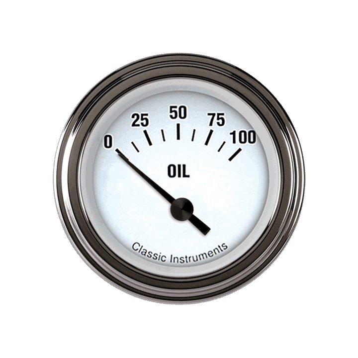 Classic Instruments White Hot 2-1/8" Oil Pressure Gauge - WH81SLF
