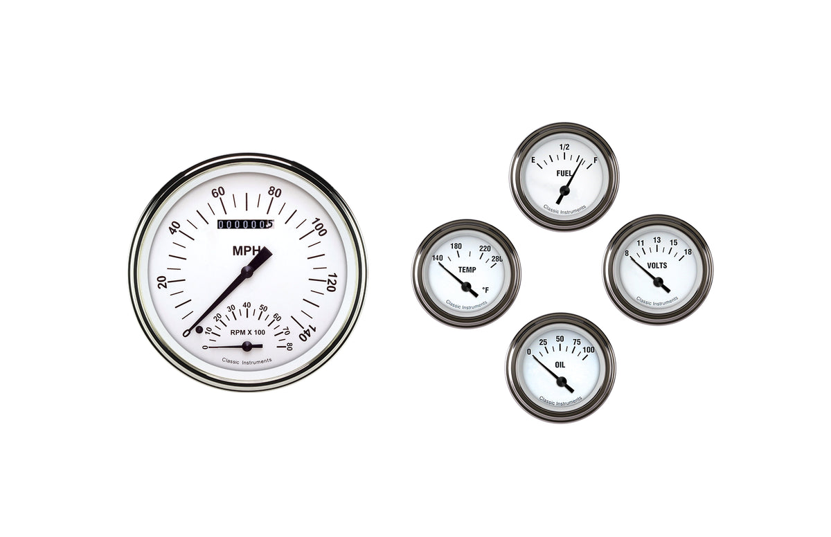 Classic Instruments 1961 - 1966 Ford Econonline Van Gauge Set White Hot - FV61WH65