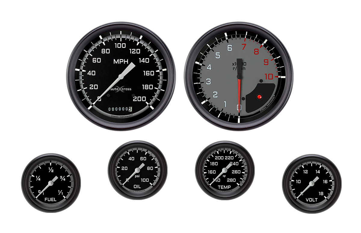 Classic Instruments AutoCross Gray Six Gauge Set - AX351GBPF