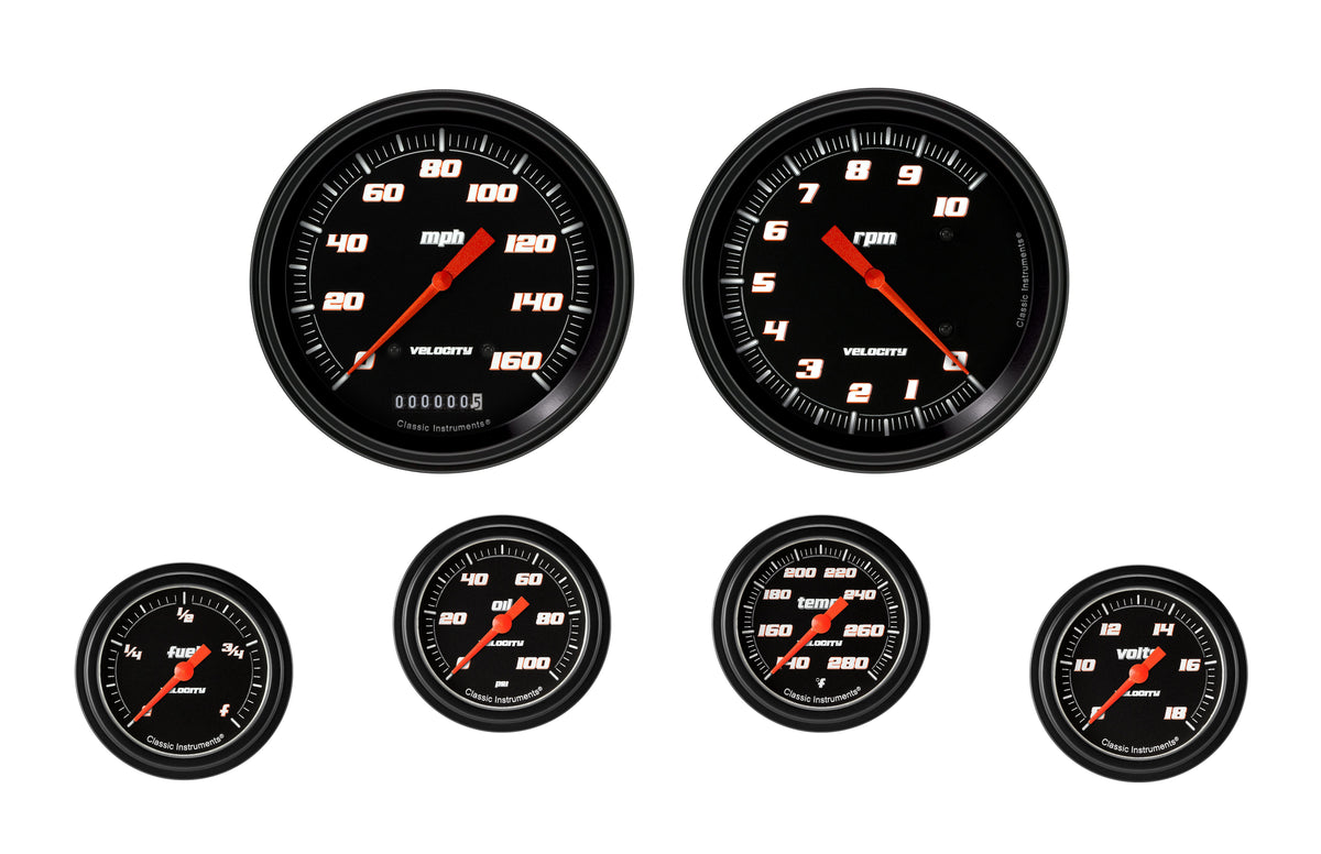 Classic Instruments Velocity Black Six Gauge Set - VS351BBLF