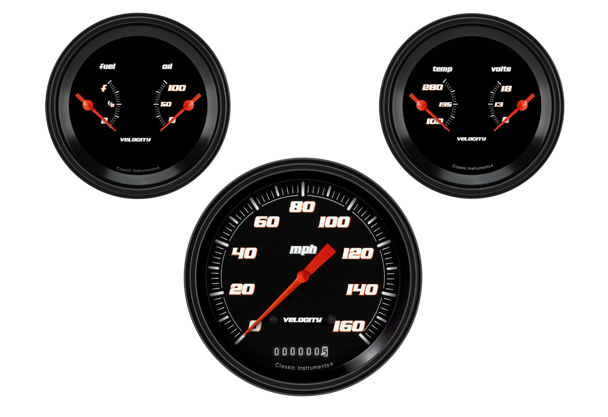 Classic Instruments Velocity Black 5" Speed / 2 Duals-GM - VS64BBLC