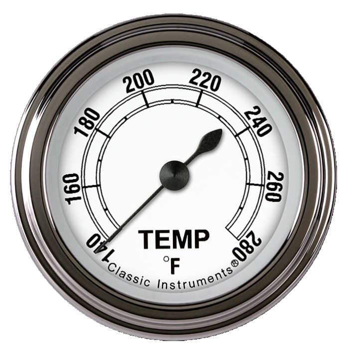 Classic Instruments Classic White 2-1/8" Full Sweep Water Temperature Gauge - CW126SLF-08