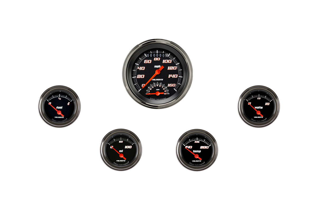 Classic Instruments Velocity Black 3" Ultimate With Four Gauges GM - VS35BSLC