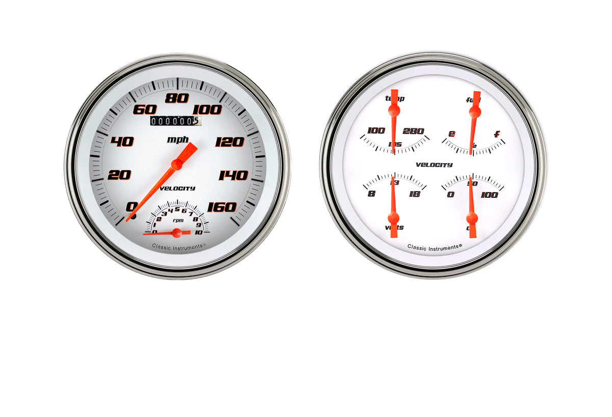 Classic Instruments Velocity White 5" Speedtach & Quad-GM - VS62WSLF