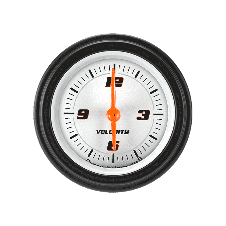 Classic Instruments Velocity White 2-1/8" Clock - VS90WBLF