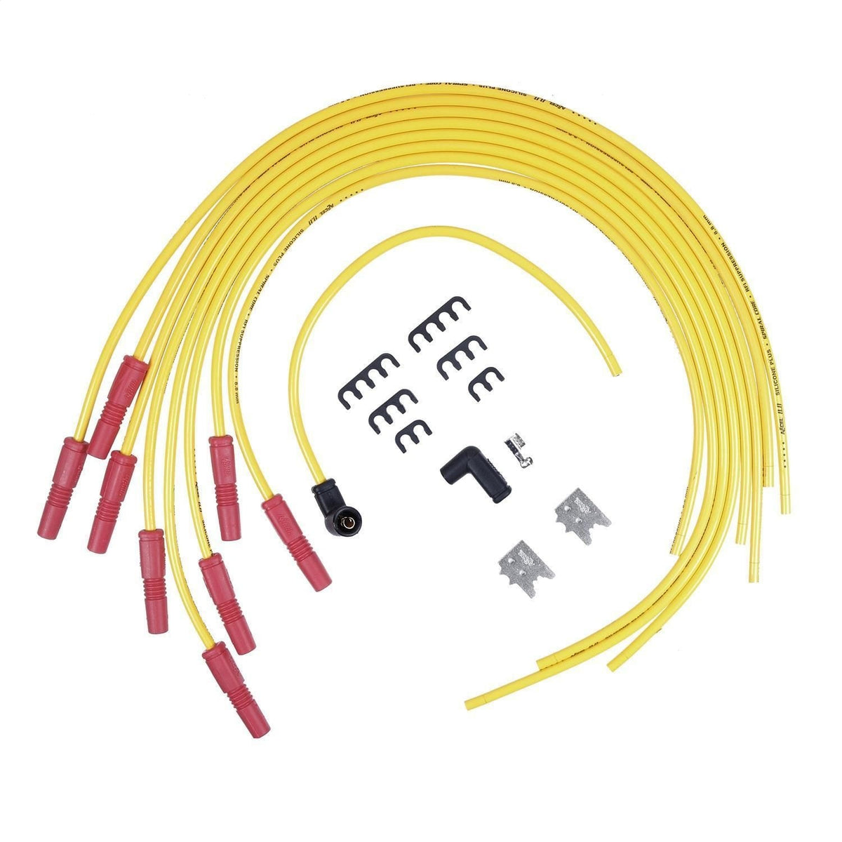 Spark Plug Wire Set- 8.8mm-Spiral Suppression- Universal Vari-Angle Boots-Yellow 8033