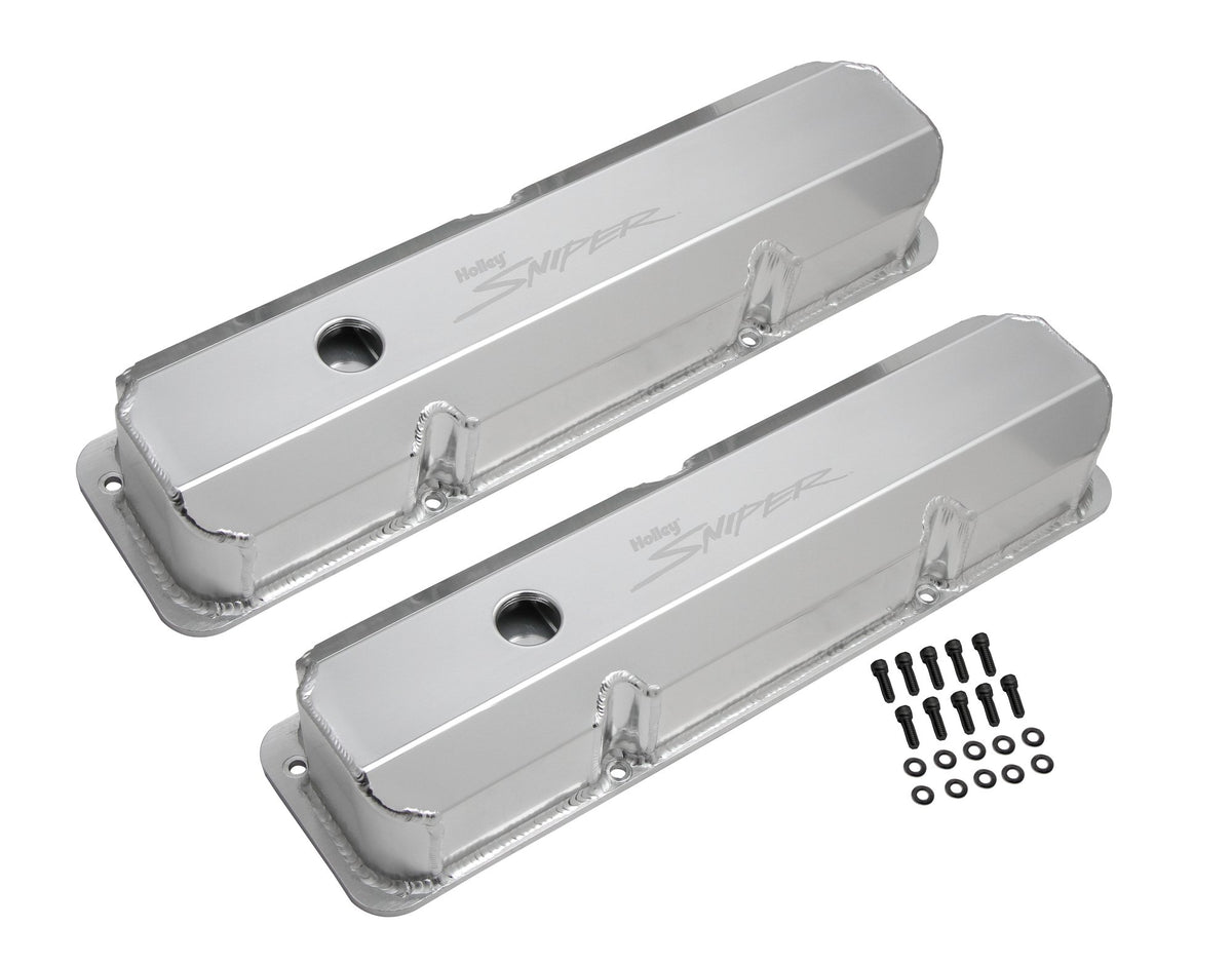 Holley Sniper Valve Cover - Fabricated Aluminum - Ford FE - Tall - Natural Anodized - 890001